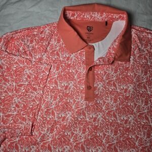 Graham Luxe Golf Polo Shirt Size 3XL Magic Star‎ Coral and White Floral Design